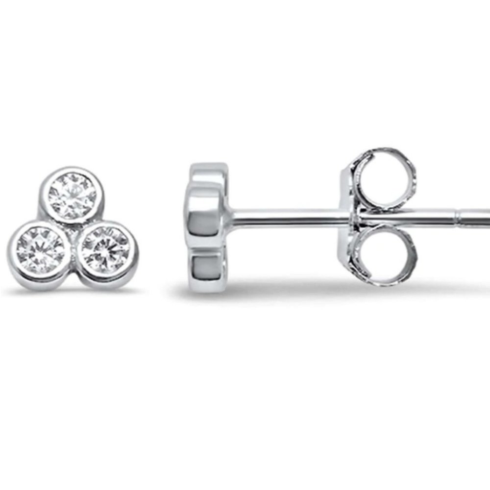 3 Stone Stud Earrings